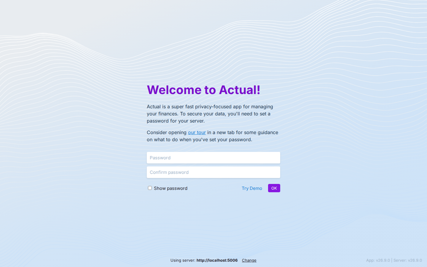 Budget welcome page