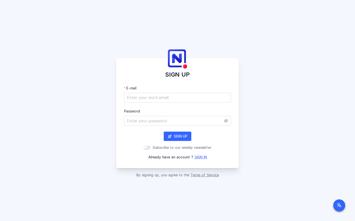 First user sign-up